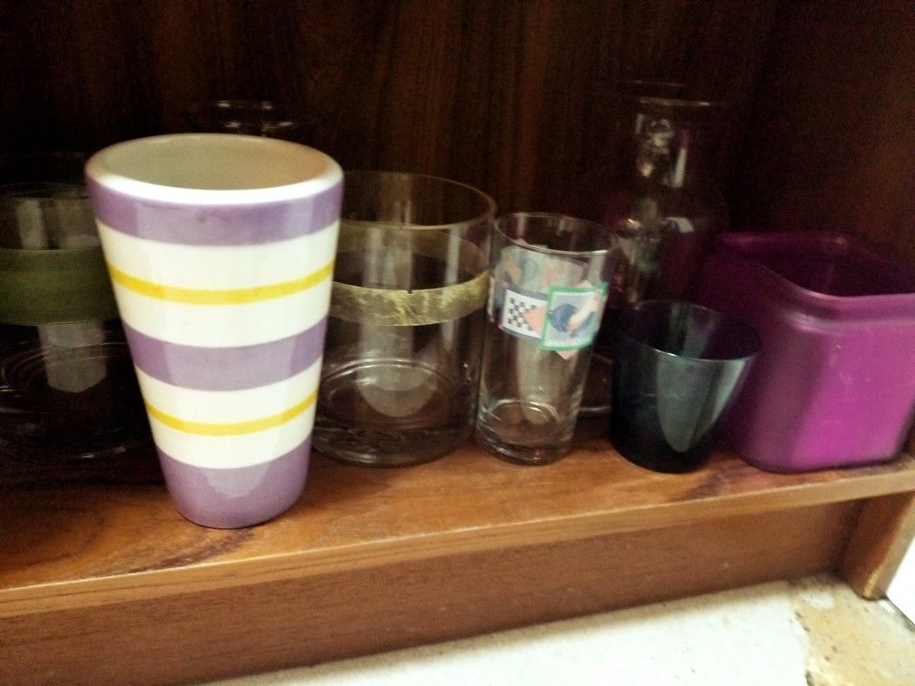 Glasses vases etc
