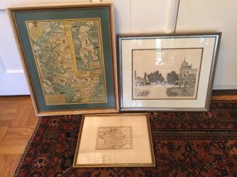 Three Framed Prints Sold As A Set
