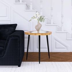 Small Side Table Coffee Table Bedside Table Night Stand for Living Room Bedroom & Balcony, MDF, Metal Legs,Easy to Assemble  STURDY SIDE TABL