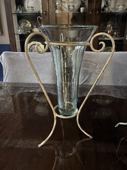 Glass And Iron Flower Vase