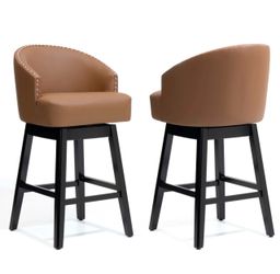 SET OF TWO BAR STOOLS ! BROWN BLACK LEATHER NEW!