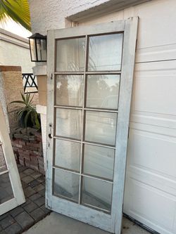 Vintage Wood French Door with Glass Panes