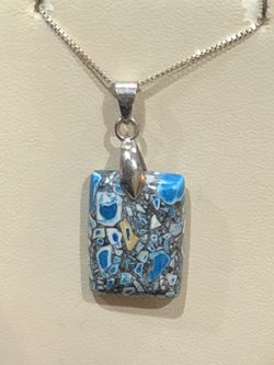 Hand crafted New turquoise necklace pendant,20”chain925 , never been used.