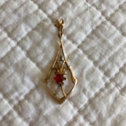 Over 100 Years Old Real Gold And Ruby Pendant 