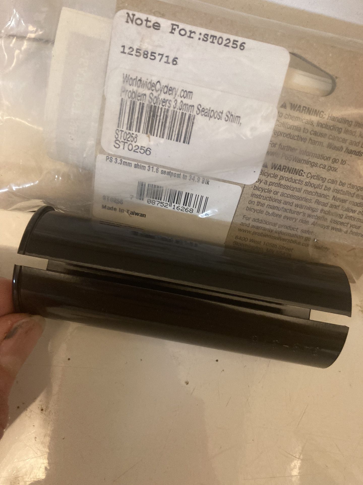 seatpost shim, 3.3mm 31.6 to 34.9