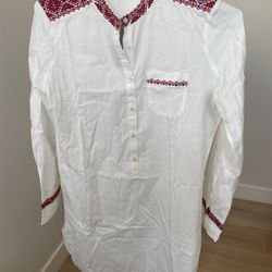 J.CREW Women’s Size XS White Embroidered Tunic NWT