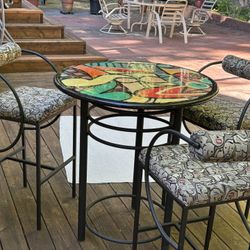 Bistro Table And Chairs + Five Larger Cushions 