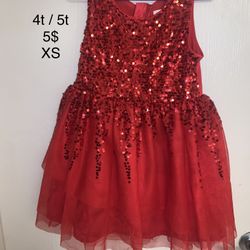 Cat & Jack Red Sequined Dress Size XS 4/5