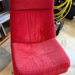 Red Corduroy IKEA Havberg Lounge Chair With Ottoman 