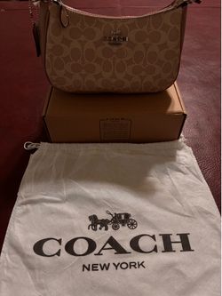 Coach Signature Canvas Mini Shoulder Bag – Khaki & Tan Leather
