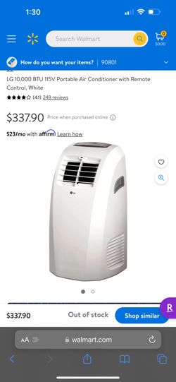 LG 10,000 BTU 115V Portable Air Conditioner with Remote Control, White