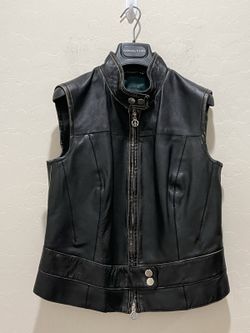 Rare Vtg Donald J Pliner Signed Leather Studded Skull Moto Vest XXL Autographed