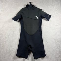 Rip Curl Omega 1.5mm Kids Shorty Size 10 Black Wetsuit Back Zip Neoprene
