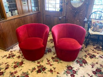 Red Velvet Swivel Chairs