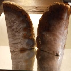 Large Brazilian Crystal Agate Bookends 