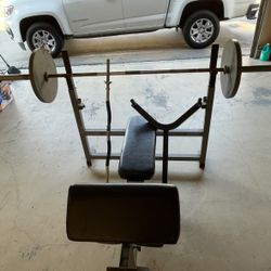 Olympic Bench With Weights &. Bar
