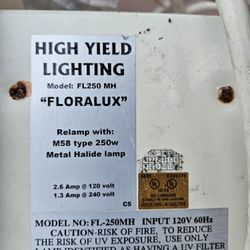 250watt High Pressure Sodium/Metal Halide FLORALUX BALLAST With 3 Bulbs. Grow Light