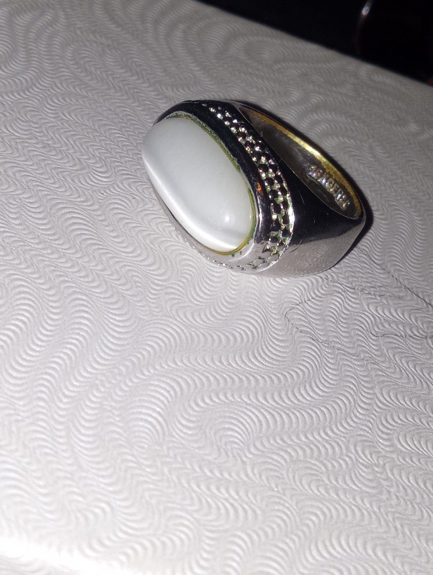 18k White Gold Plated Natural Moonstone Ring