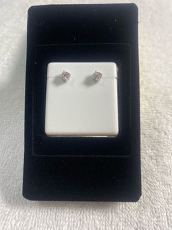 .5 CTW Round Moissanite Stud Earrings Silver Tone