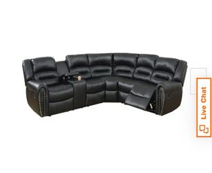 🚨Black Leather Sectional w/ Recliners