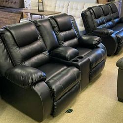 [SPECIAL] Vacherie Black Reclining Living Room Set