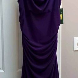 Ralph Lauren Cowl Neck Dress Side Ruching *NWT*