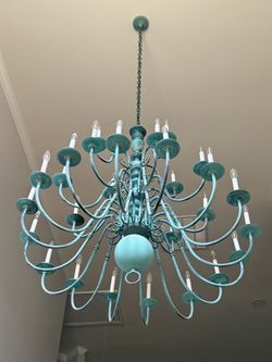 28-light Turquoise/Verdigris Chandelier