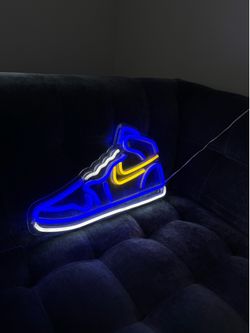 AJ1 Wire Neon-Style Wall Light, Plug-In, Blue Yellow White