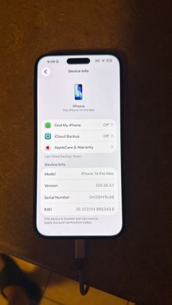 I phone 14 Pro max  256 Gb