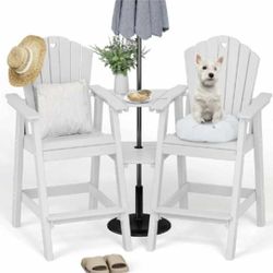 Tall Adirondack Chair Set of 2, All Weather HDPE Bar Height Adirondack...