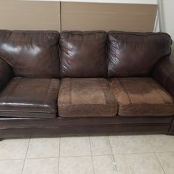 Brown Leather Sofa Used (3 Seater)