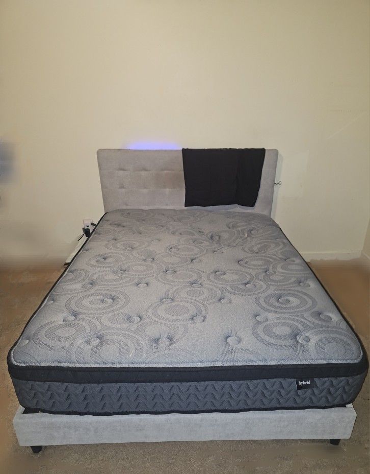 Queen Size Bed Less Than Year Old. Grey, In Great Condition. 