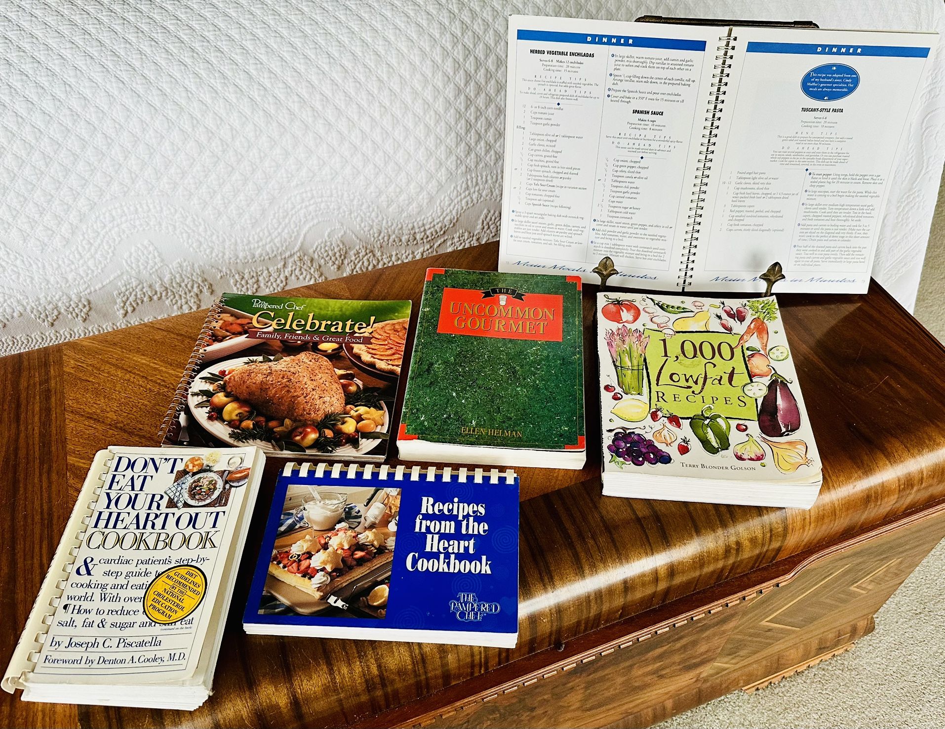 Six Cookbooks & Cookbook Stand 