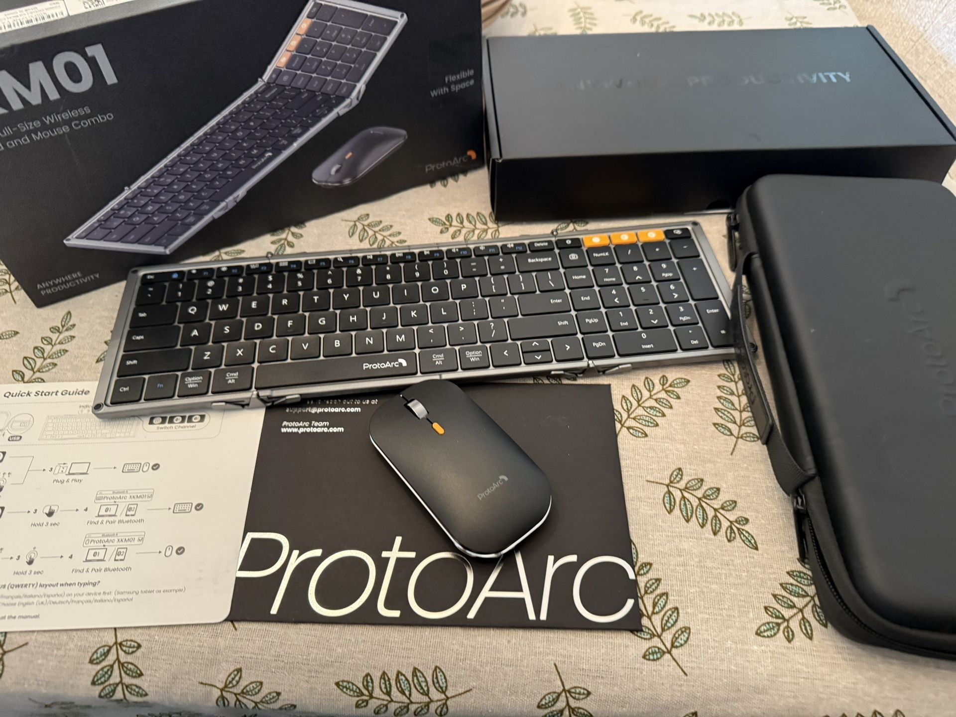 ProtoArc Foldable Keyboard and Mouse, XKM01 True Full-Size Folding Wireless Keyboard Mouse Combo for Business Travel, a Portable Office Suite On-the-G