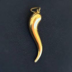 14k hollow yellow gold pepper horn Pendant charm