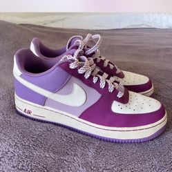 Great Condition Nike Air Force 1 Low GS - White - Magenta - Violet Pop trainers/sneakers