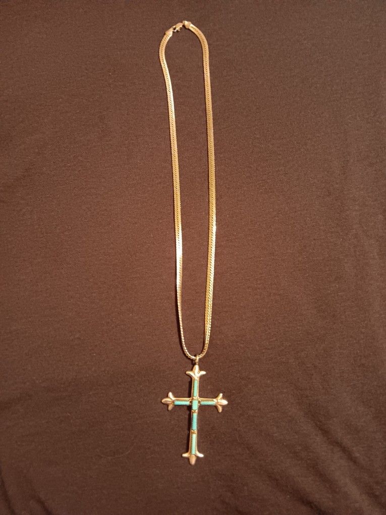 Silver And Turquoise Cross 