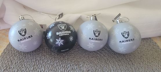 4  LAS VEGAS RAIDERS CHRISTMAS ORNAMENTS