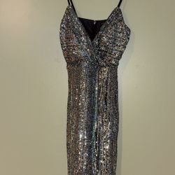 TRIXXI Womens Faux Wrap Short Dress Black Sequined Spaghetti Strap Surplice Neckline Party Solid Juniors Size 1