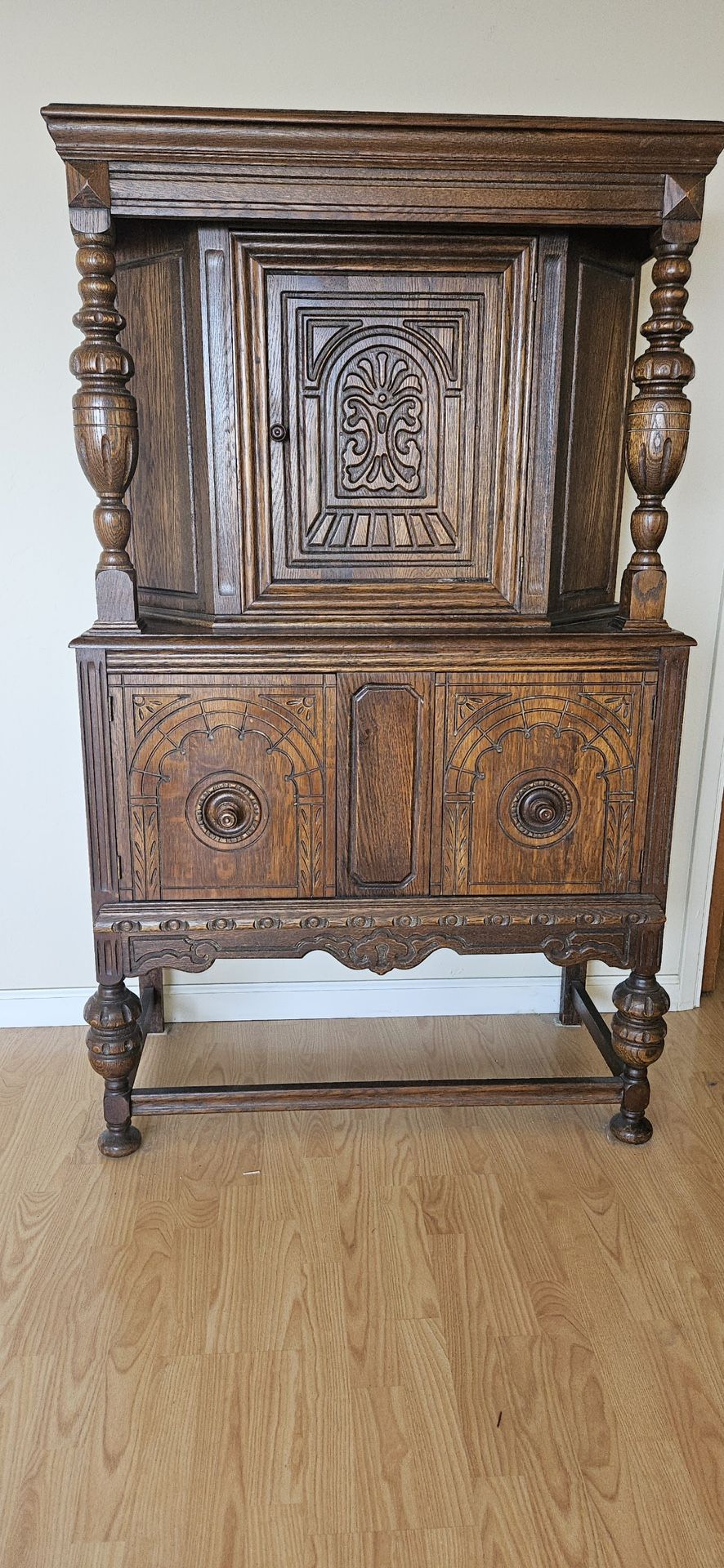 Antique Table, Hutch, And Sideboard