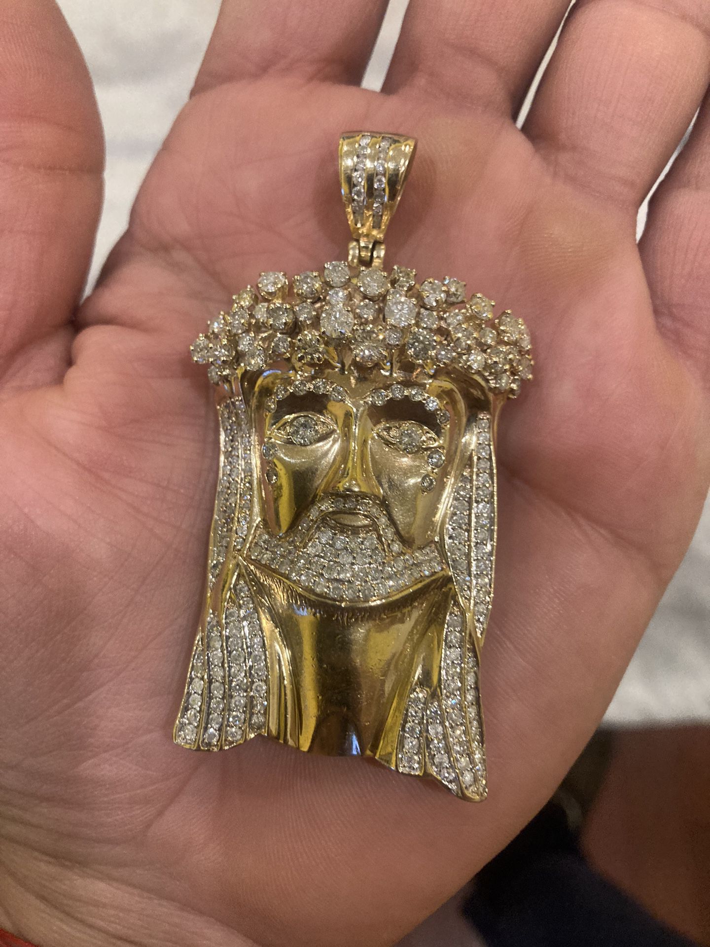 Diamond Jesus Piece with Cuban Gold Chain 