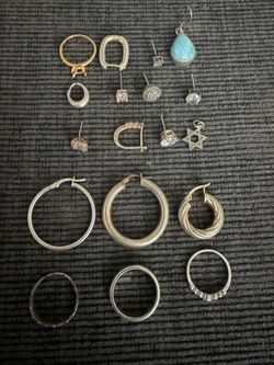 15 aretes y 3 anillos de plata 925