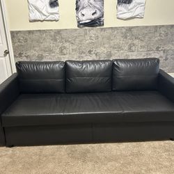 Black Leather Pull Out Couch 