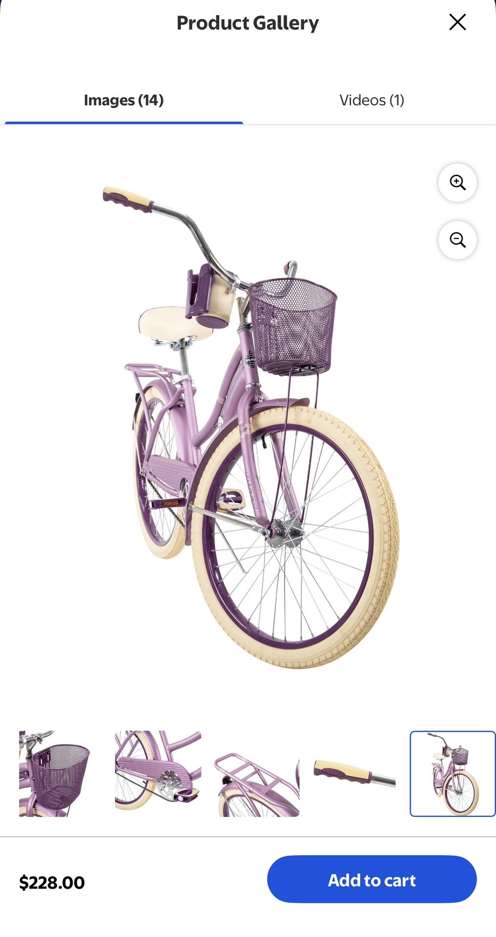 Huffy 24" Nel Lusso Cruiser Bike, Fits Riders 4'8" - 5'8", Purple, Adult, Women's