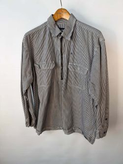 Key Hickory Stripe Quarter-Zip Work Shirt XL