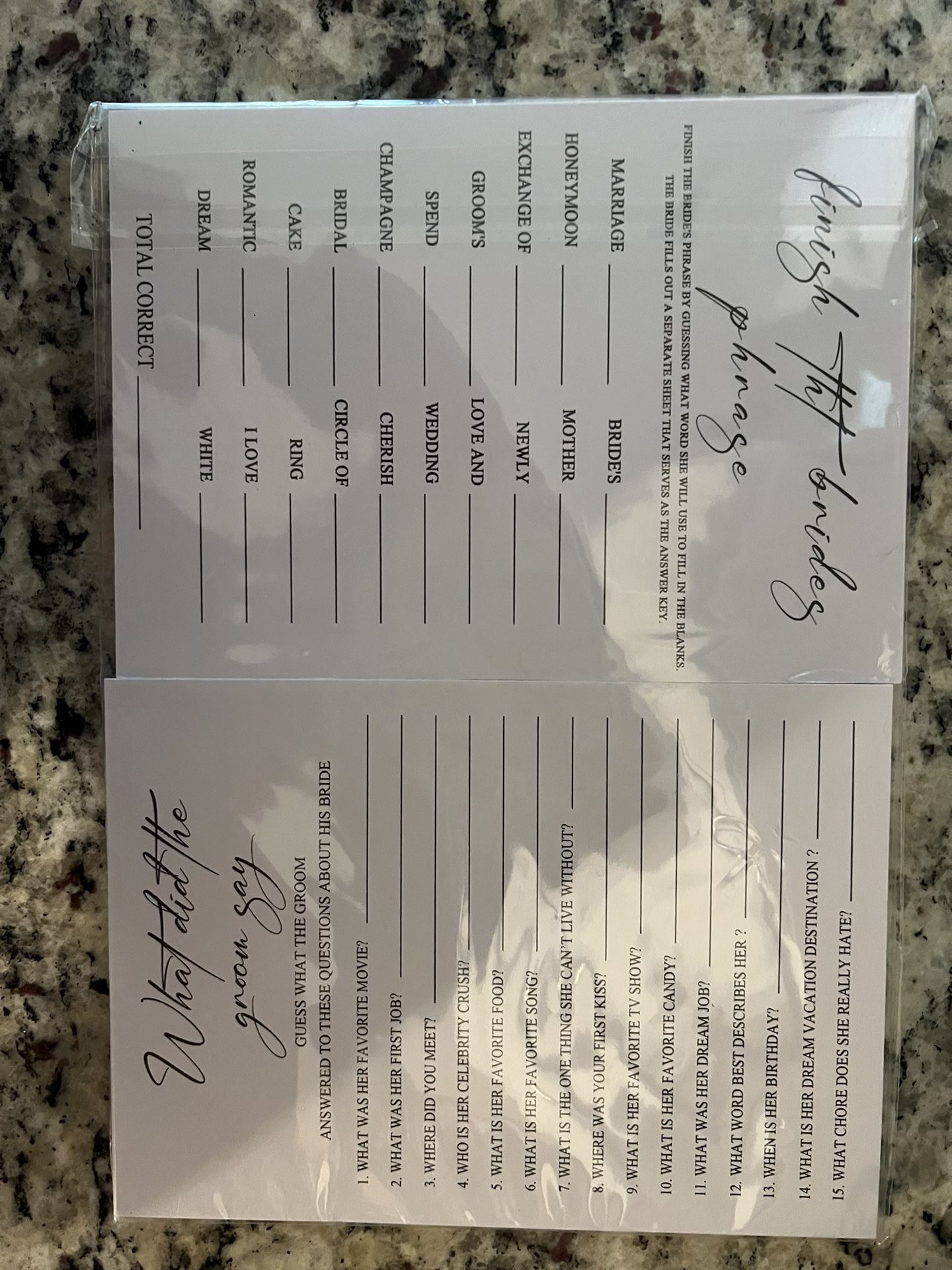 Bridal Party Game