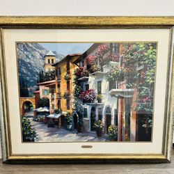 “Village Hideaway” Framed Oil Painting