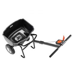 87｝Walk Behind Spreader, 60LBS Capacity, Push Spreader with Hopper Grate, 0-9.8 ft Spreading Width, 8 in All Terrain Pneumatic Tires, Garden & Lawn Br