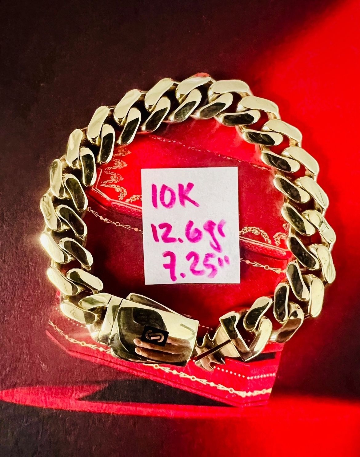 10K Yellow Gold Bracelet MONACO For Wedding 12.6Gr 7.25 Inches Long
