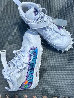USED!!Off-White x Nike Air Force 1 Mid SP Leather 'Graffiti' (Style Code: DR0500-100).